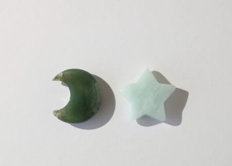 【healing】モスアゲート 月とアマゾナイト 星のハートと繋がるセット