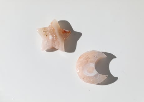 【穏やかな愛】あぶくのチェリーブロッサムアゲート 月と星