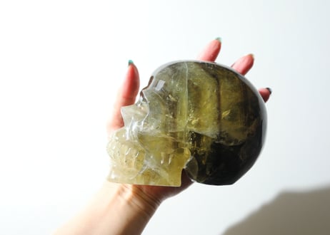 【地球からのメッセージ】虹入り スモーキーナチュラルシトリン スカル
