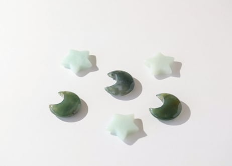【healing】モスアゲート 月とアマゾナイト 星のハートと繋がるセット