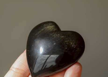 大技封入❣️【先祖供養/虚空蔵菩薩から智慧を授かる】ゴールドシーンオブシディアン ハート  ※イベントクーポン使用不可