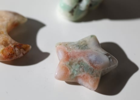 【ハートを癒す】アマゾナイトとブルーチェリーブロッサムアゲートのスカルセットA