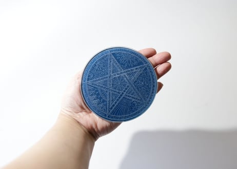 【言葉の魔法】五芒星 ガラスのグリッドプレート（ブルー）