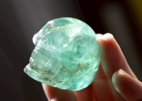 【覚醒の記憶】ハイクオリティ 虹入り グリーンフローライト スカル