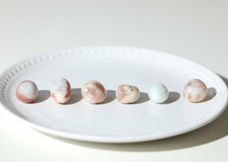 【お菓子の国】ブルーチェリーブロッサムアゲート タンブル（6個セット）