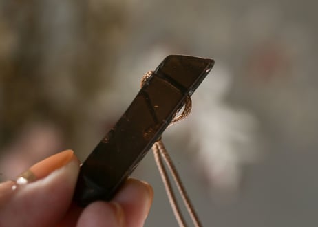 スモーキークォーツこどもまもり long （茶紐）【地に足を】　※クーポン使用不可
