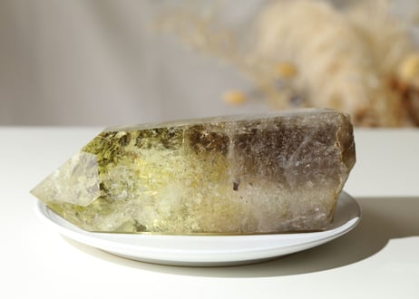 【豊かな光】ブラジル産 虹入り ナチュラルスモーキーシトリン ポイント