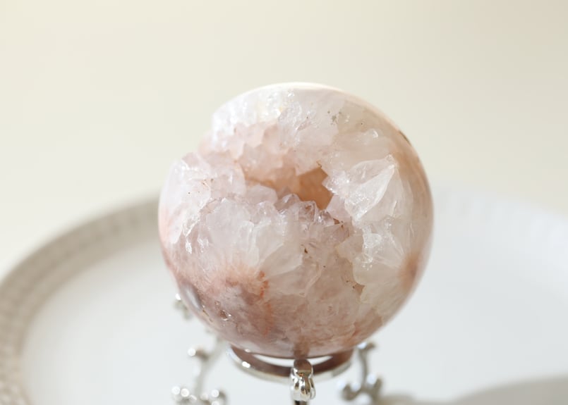 ピンクアメジスト♡スフィア　7.3cmブラジル産＋ハート型スフィアスタンド金1点 ピンクアメジスト♡スフィア 7.3cmブラジル産＋ハート型スフィア