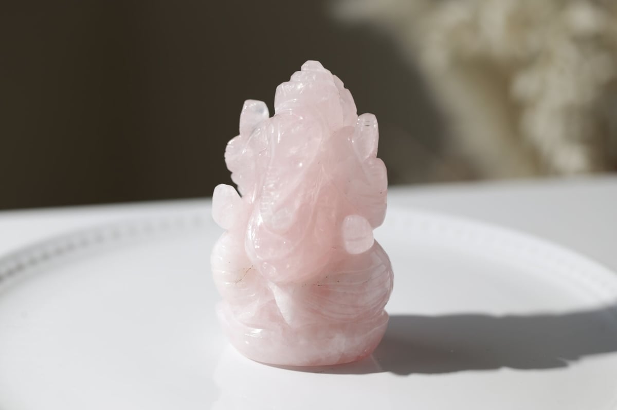 ガネーシャ神　天然石ローズクォーツ＆星形チャームおまとめセット ガネーシャ（ローズクォーツ／クリスタル） - ナ・ムー