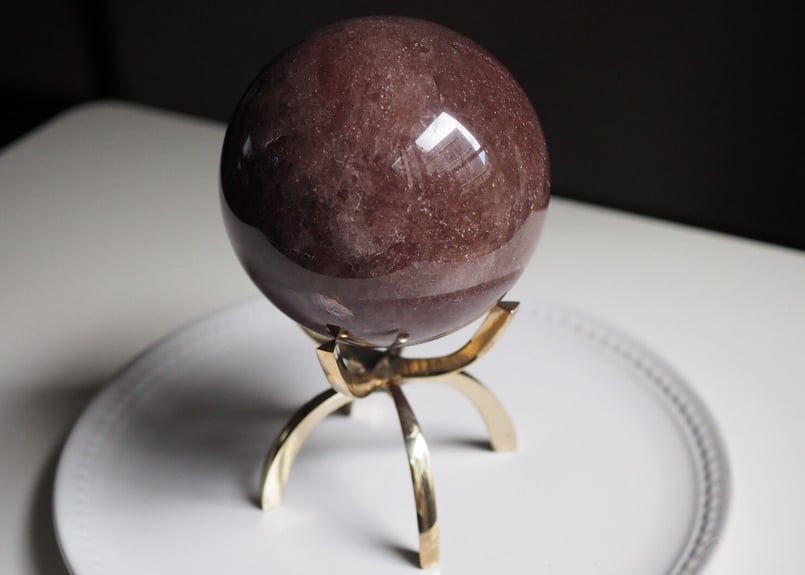 惑星】ストロベリークォーツ スフィア 金の台座付き | Y.S.Y24