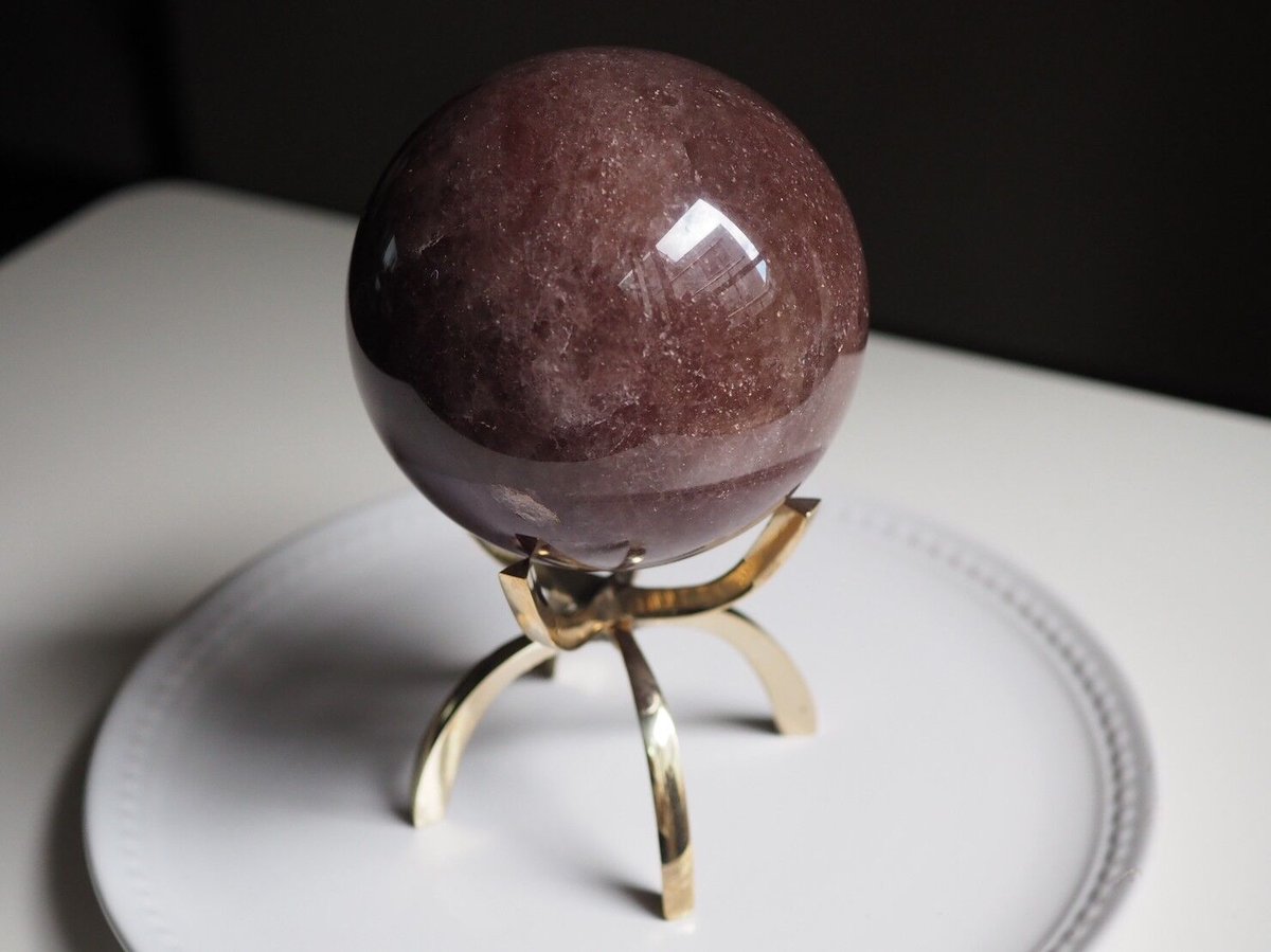 惑星】ストロベリークォーツ スフィア 金の台座付き | Y.S.Y24