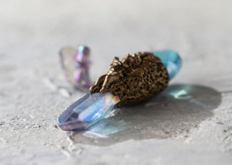 【J.U.rinne】〈Juriの妖精からのリーディングメッセージ付き〉オーラクォーツとプットのミニワンド セット (アクアオーラクォーツ)