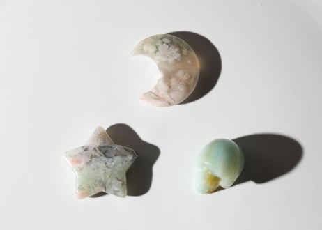 【豊かな感性】アマゾナイトとブルーチェリーブロッサムアゲートのスカルセットD