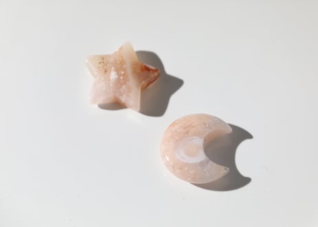 【穏やかな愛】あぶくのチェリーブロッサムアゲート 月と星