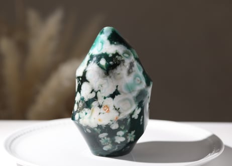 【芳醇な香り】ブルーグリーンチェリーブロッサムアゲート ファイヤーフォルム