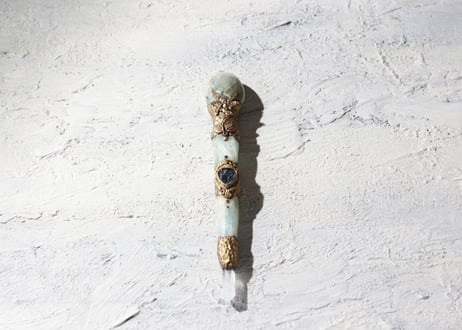 【J.U.rinne】〈Juriの妖精からのリーディングメッセージ付き〉ガーニエライトとアクアマリンの精霊ワンド セット