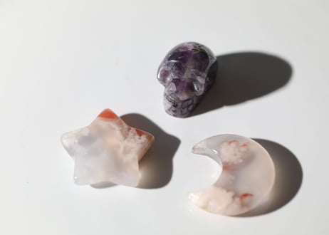 【魔女のお菓子パーティー】アメジストとチェリーブロッサムアゲートのスカルセットA