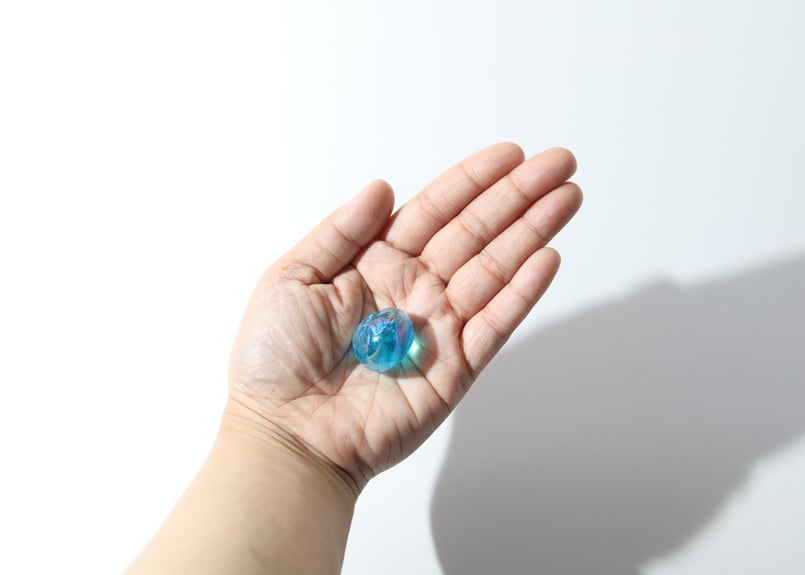 アクアオーラ✕ブルークラック水晶のユニコーン形オルゴナイト☆他２点 泉の精霊】アクアオーラクォーツ タンブル | Y.S.Y24