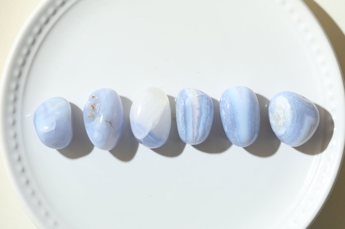 ブルーレースアゲート タンブル（6個セット）【コミュニケーション