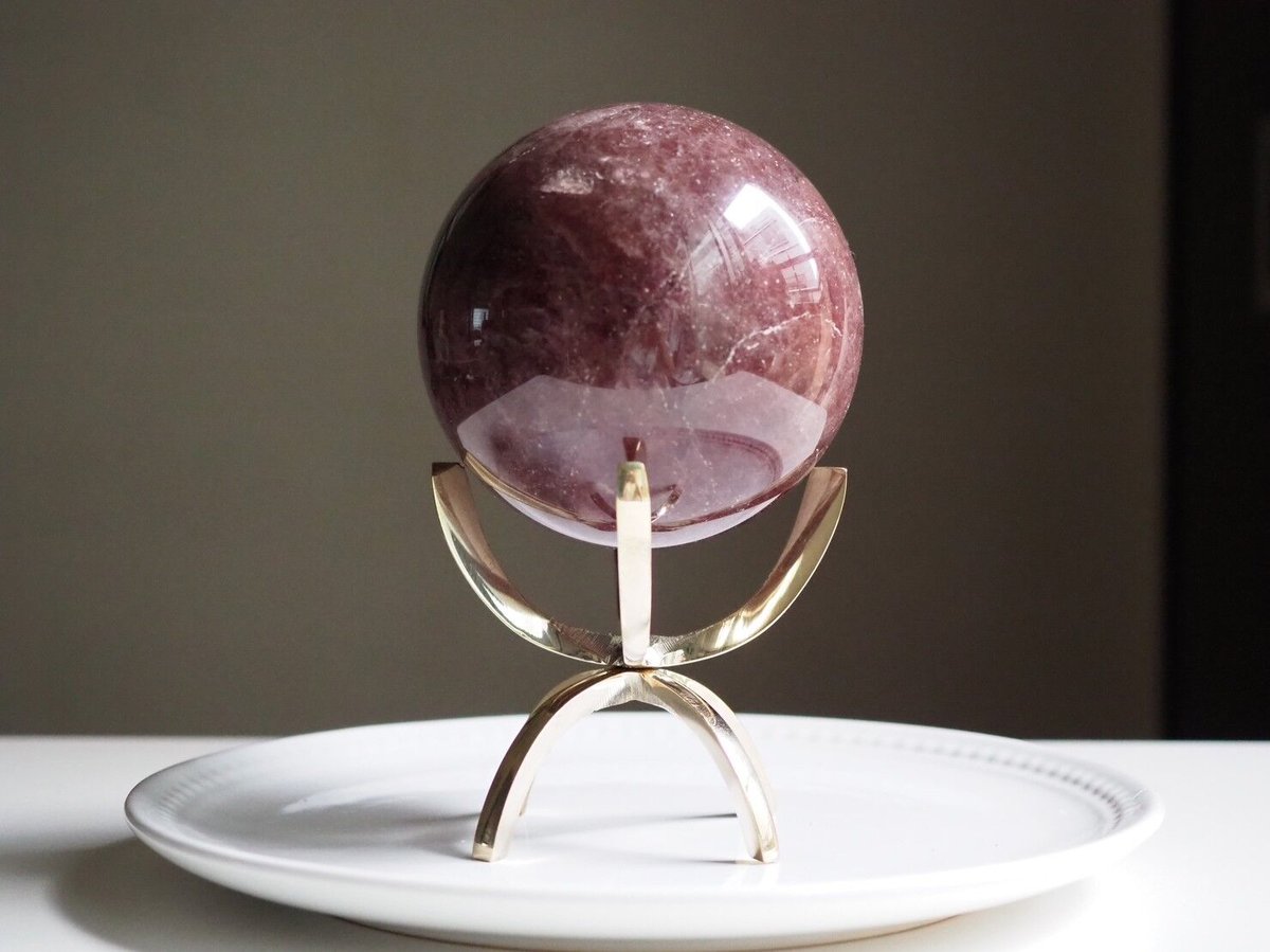 惑星】ストロベリークォーツ スフィア 金の台座付き | Y.S.Y24