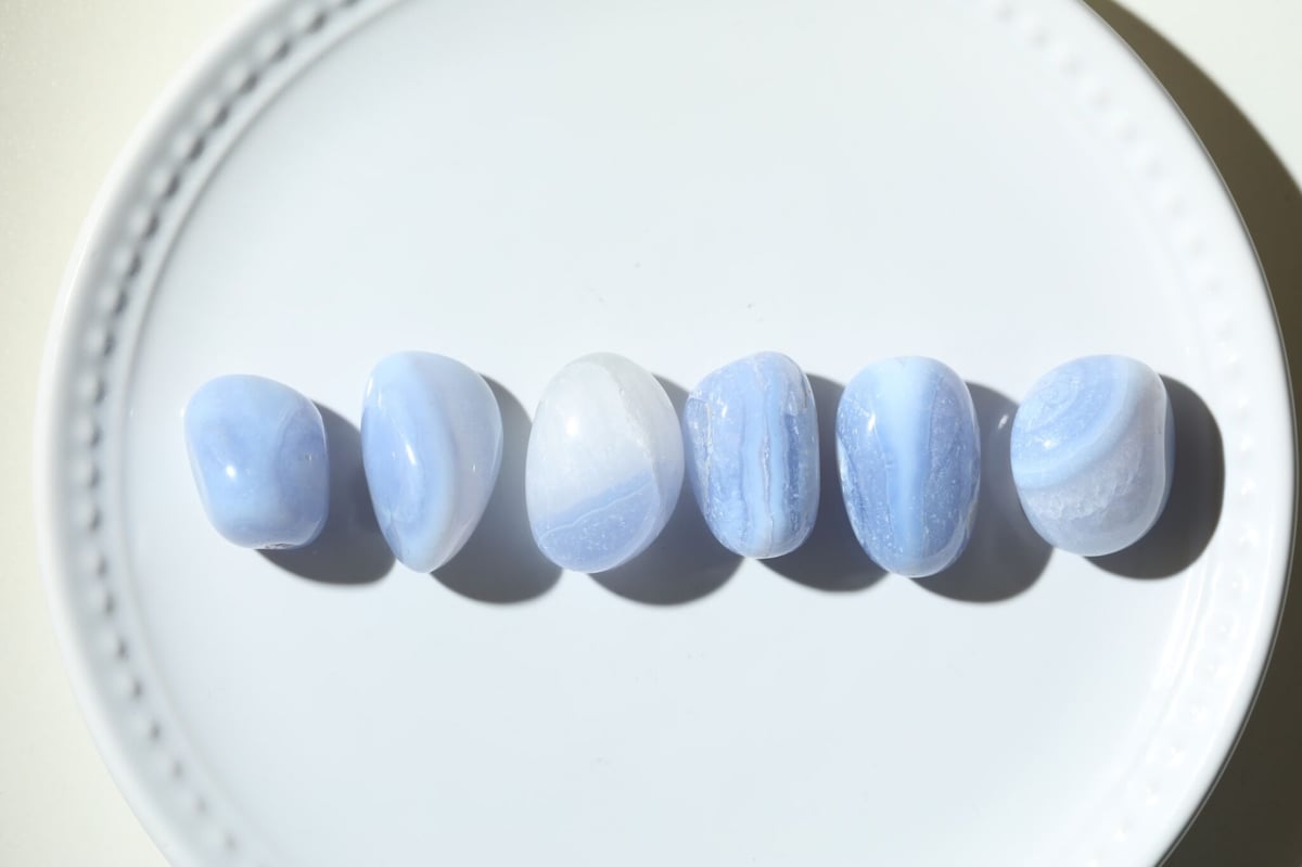 ブルーレースアゲート タンブル（6個セット）【コミュニケーション