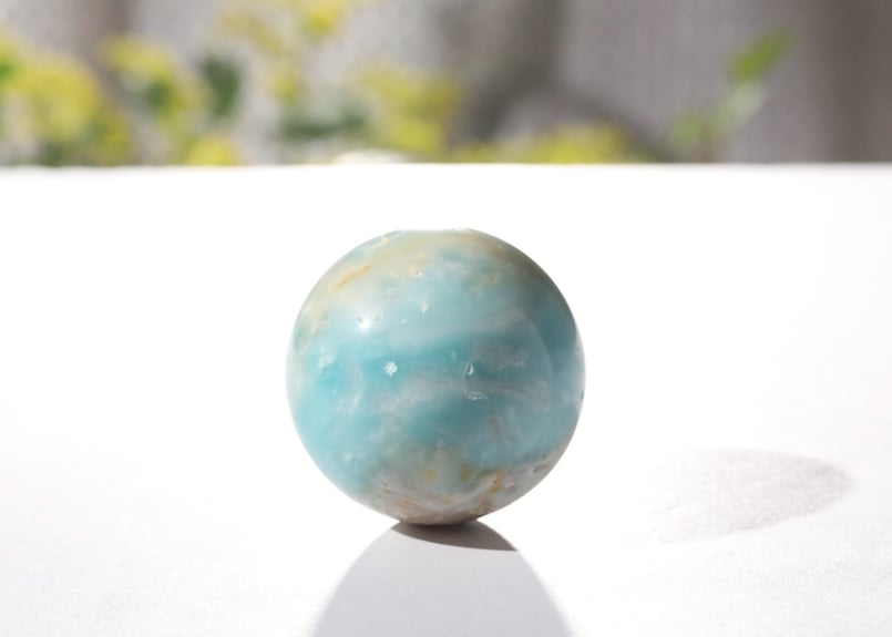 高次元・高周波数の人が集まる技入り】アマゾナイト スフィア 木の台座
