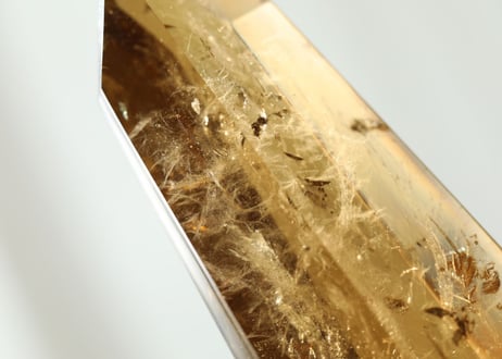 技封入❣️【金龍、金運の器が広がる】虹入り ミナスジェライス州産 特大コニャックカラー シトリン ダブルターミネーテッド 台座付き※イベントクーポン使用不可