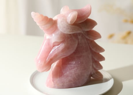 【虹をかける】ローズクォーツ ユニコーンXL