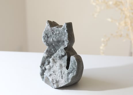【星降る夜を見ていた】グレーアメジスト クラスター ねこ