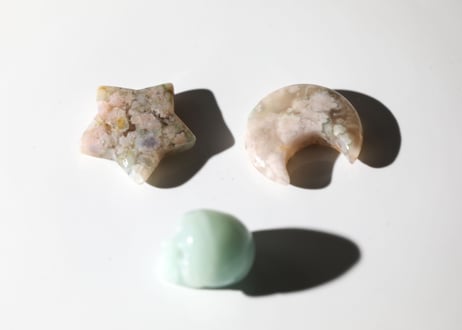 【スピリット達と遊ぶ】アマゾナイトとブルーチェリーブロッサムアゲートのスカルセットC