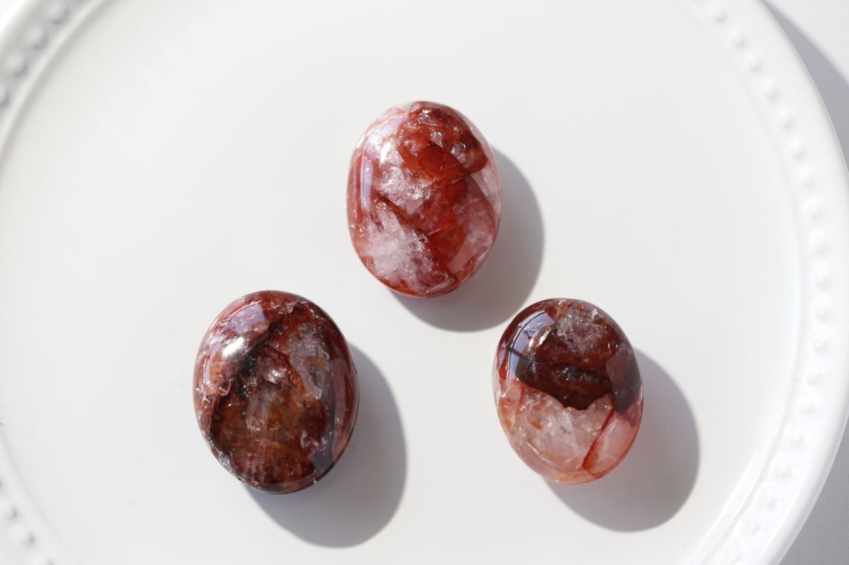 ほと走る情熱】ヘマタイトインクォーツ タンブル（3個セット