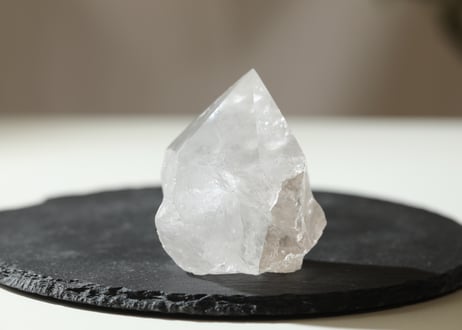 【神聖さを思い出す】虹入り クリアクォーツ ハーフポリッシュ
