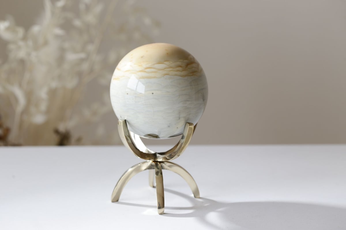 人魚のエナジー】マーメイドジャスパー スフィア 金の台座付き