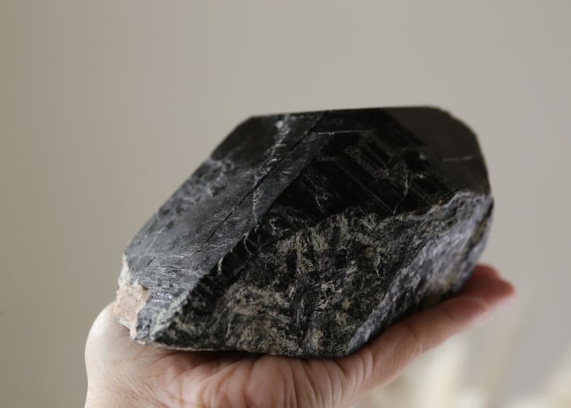 あんこ　モリオン　① モリオン 純天然 黒水晶 丸玉 87mm [t572-11044]