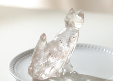 【おかえり】虹入り クリアクォーツ ねこ