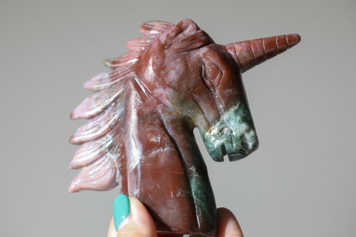 g'sさま専用ユニコーンジャスパーシリカ スフィア 天然石置物 D147