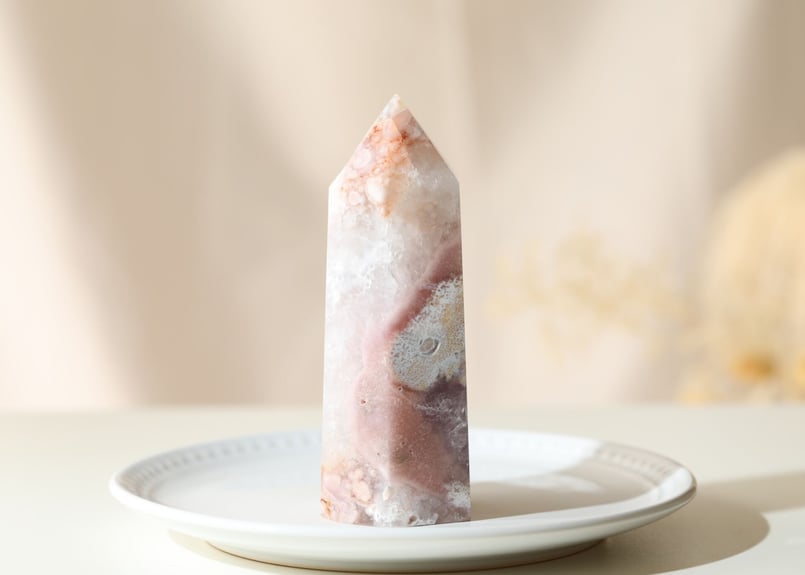 チェリーブロッサムアゲート　スカル　モチーフ ずっと】チェリーブロッサムアゲート＆アメジスト ポイント | Y.S.Y24