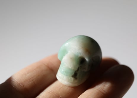 【ハートを癒す】アマゾナイトとブルーチェリーブロッサムアゲートのスカルセットA