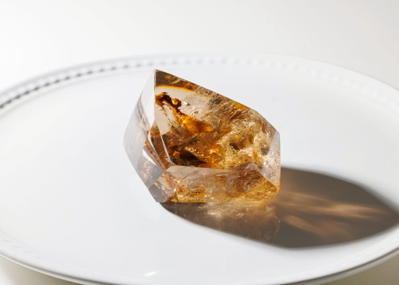 最高品質 虹入り スモーキーシトリン 台座、鑑別書つき 大技封入❣️【空海】虹入り ナチュラルスモーキーシトリン フリー