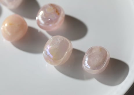 【天使が微笑む】エンジェルオーラ ローズクォーツ タンブル（6個セット）