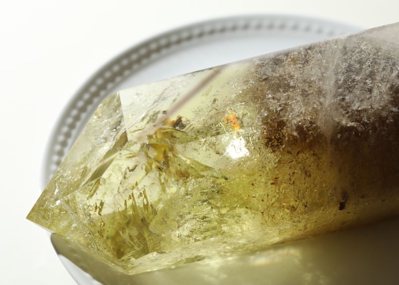 豊かな光】ブラジル産 虹入り ナチュラルスモーキーシトリン ポイント