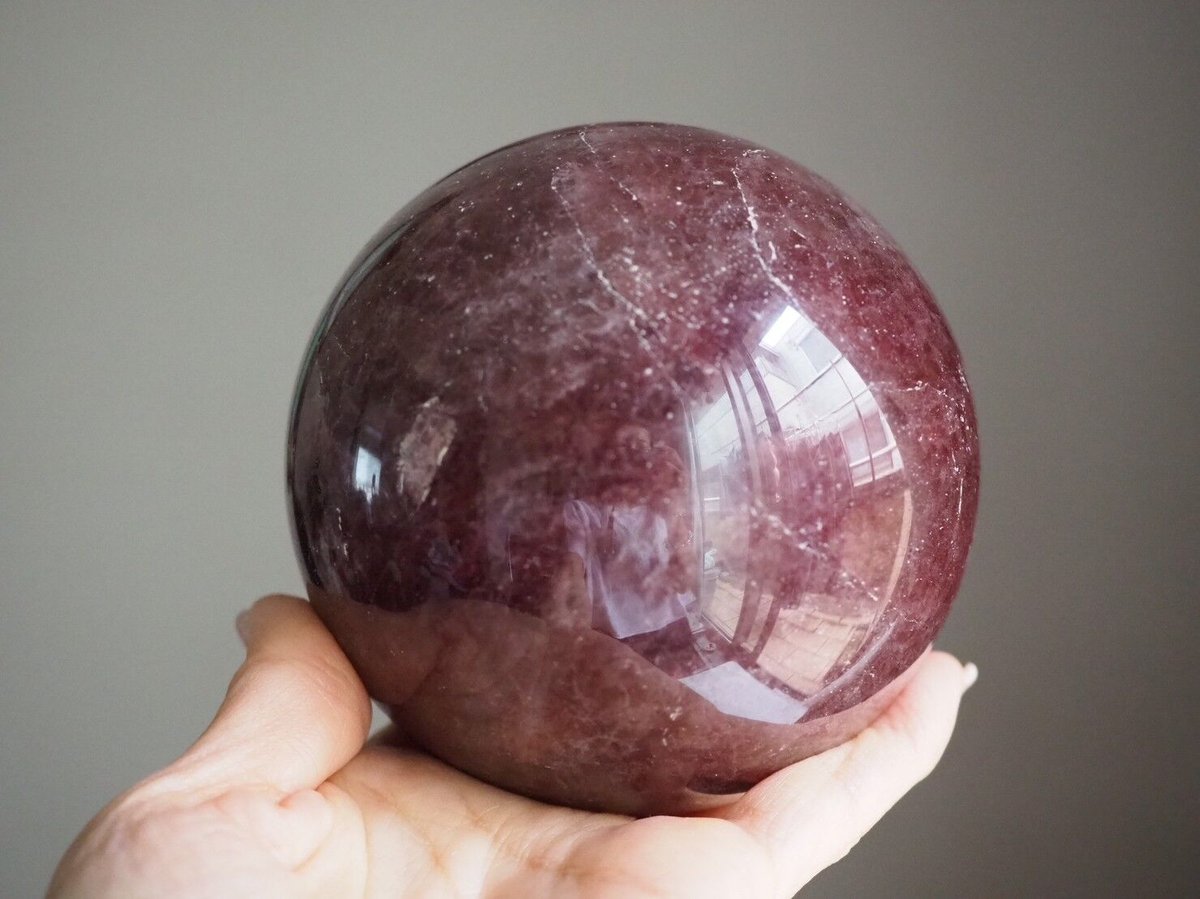 惑星】ストロベリークォーツ スフィア 金の台座付き | Y.S.Y24