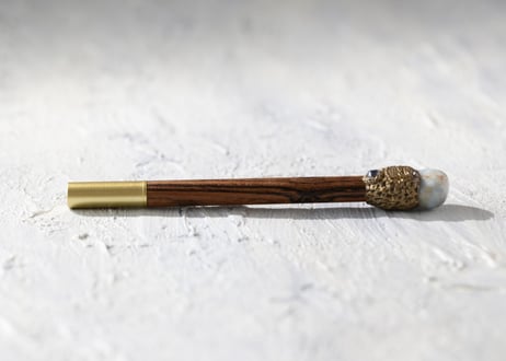 【J.U.rinne】〈Juriのリーディングメッセージ付き〉フクロウとアクアマリンのボールペンワンド