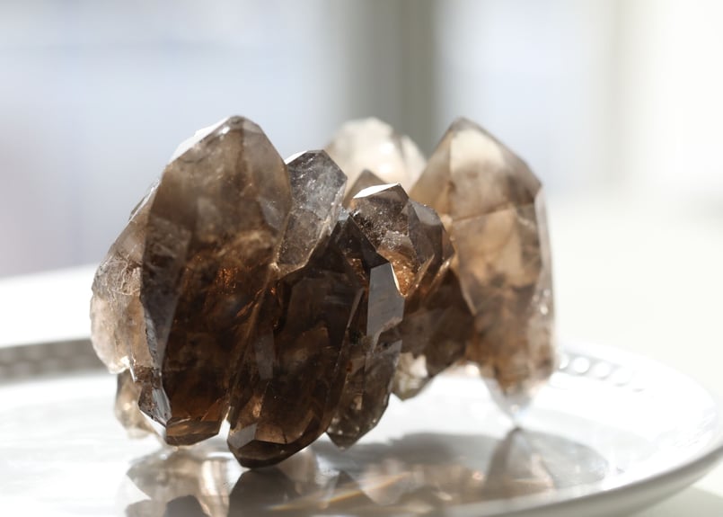 奇跡】虹入り ゴールドルチルスモーキークォーツ ダブルターミネー