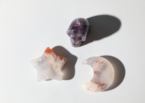 【魔女のお菓子パーティー】アメジストとチェリーブロッサムアゲートのスカルセットA