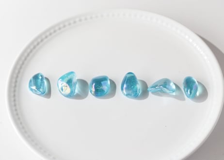 【輝いて】アクアオーラクォーツ タンブル（6個セット）