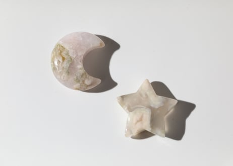 【大切に育む】新緑のブルーチェリーブロッサムアゲート 月と星