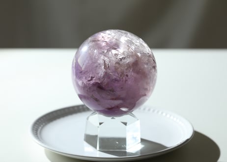 【心で繋がる】ブラジル産 虹入りアメジスト スフィア