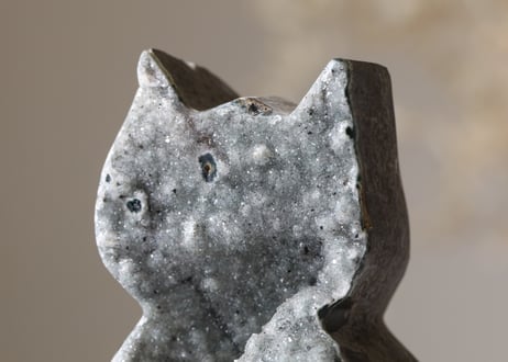 【星降る夜を見ていた】グレーアメジスト クラスター ねこ