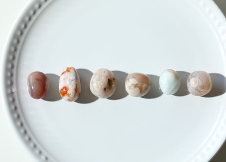 【お菓子の国】ブルーチェリーブロッサムアゲート タンブル（6個セット）